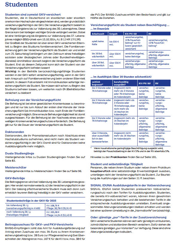 Informationen über die gesetzliche Krankenversicherung für Studenten, einschließlich Versicherungspflicht, Beitragssätze und Besonderheiten bei der Versicherung während des Studiums.